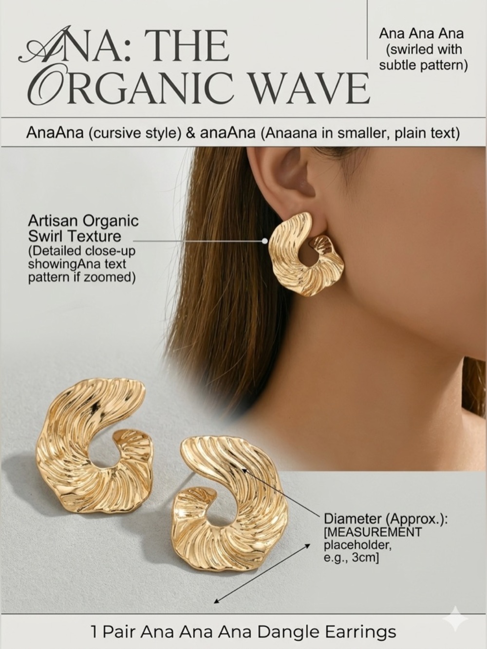 [COMING SOON] Ana Organic Wave Sculptural Gold Dangle Earrings